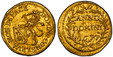 1086092 SWISS CANTONS. Zurich. 1677 AV 1/4 Ducat. PCGS MS63.  .875gm. Lion holding arms and palm branch / ANNO / DOMINI /. Inscription, date in laurel wreath. KM 98; Fr.-468; HMZ-2-1144k.

Please use this link to verify the PCGS certification numb...