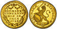 1085654 SWISS CANTONS. Zurich. 1723 AV 1/2 Ducat. PCGS MS64.  1.73gm. RESPUBLICÆ TICURINÆ ·. Oval arms of Zurich supported by rampant lion at right / DOMINE / CONSERVA / NOS IN / PACE ·. Inscription, date within ornamented cartouche. KM 139; Fr.-4...