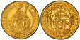 1085321 AUSTRIAN STATES. Salzburg. Wolfgang Dietrich of Raitenau. (Archbishop, 0. 1604 AV 2 Ducats. PCGS MS61.  6.96gm. WOLF · TEOD · D.G · AREPS · SAL · A:S ·L:. Oval 6-fold arms with central shield of Raitenau, legate's hat above / SANCTVS · RVD...