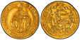 1085322 AUSTRIAN STATES. Salzburg. Wolfgang Dietrich of Raitenau. (Archbishop, 1587-1612). 1606 AV 2 Ducats. PCGS AU58.  6.95gm. WOLF · TEOD · D.G · AREPS · SAL · A:S ·L:. Oval 6-fold arms with central shield of Raitenau, legate's hat above / SANC...
