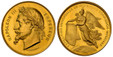1084864 FRANCE. Napoleon III. (Emperor, 1842-1870). 1867 AV & Bronzed CU Two Piece Medal Set (Gold Medal of 8 Ducats Weight). NGC MS66-MS65BN (Brown).  By H. Ponscarme. Edge: Bee hallmark and OR (gold) and Bee and CUIVRE. 37mm & 68mm. 28.5g & 160....