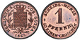 1086170 GERMAN STATES. Saxe-Coburg-Gotha. Ernst II. 1865 B CU Pfennig. PCGS PR66RB (Red-Brown).  Vienna. 17mm. 1.48gm. HERZOGTH. S. - COB.-GOTHA. B below arms and above date / SCHEIDE MÜNZE - 10 EINEN GROSCHEN. Denomination. KM 136; Jaeger 290; AK...
