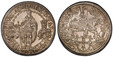 1085426 GERMAN STATES. Teutonic Order. Maximilian. 1614 AR 2 Thaler. PCGS AU58.  Hall Mint. 57.68gm. Date in exergue below standing Maximilian 3/4 to left holding sword / Mounted Maximilian to right in circle of shields around. KM 30; Dav.-5854c; ...