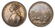 1084777 Poland. 1719 AR Medal. NGC MS62.  By O. Hamerani. 48mm. 48.10gm. CLEMENTINA • M • BRITAN • FR • ET • HIB • REGINA •. Draped bust, left / FORTVNAM • CAVSAMQVE • SEQVOR// DECEPTIS • CVSTODIBVS •/ •MDCCXIX•. Clementina hurriedly departing in ...