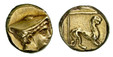 1086745 GREEK. ISLE OF LESBOS. Mytilene. Struck circa 377-326 BC. EL Hecte. NGC AU (About Uncirculated) Strike 4/5 Surface 4/5.  10mm. 2.55gm. Head of Hermes wearing petasos, right / Panther advancing right within square frame. HGC Vol. 6; Bodenst...