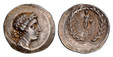 1081225 GREEK. IONIA. Magnesia. Struck circa 2nd Century BC. AR Tetradrachm. NGC AU (About Uncirculated) Strike 5/5 Surface 4/5.  Magnesia, Turkey. 16.84gm. Bust of Artemis, right / Apollo, nude, standing left, leaning on tripod; laurel branches i...
