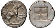 1086439 GREEK. IONIA. Teos. Struck c.450-425 BC. AR Stater. NGC Ch. AU (Choice About Uncirculated) Strike 4/5 Surface 5/5 Fine Style.  23.5mm. 11.90gm. T-H-I-O-N. Griffin seated to right with raised forepaw, on ornate ground line; facing panther h...