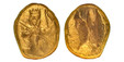1086748 CENTRAL ASIAN. ACHAEMENID EMPIRE. Persia. Darios I - Xerxes II. (Circa 485-420 BC). Struck circa 5th Century BC. AV Daric. NGC UNC (Uncirculated)"Money of the Bible".  Sardes (Turkey). 16mm. Persian king or hero, wearing kidaris and kandys...