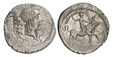 1087467 ROMAN REPUBLICAN.  Lucius Valerius Acisculus. Struck 45 BC. AR Denarius. NGC Ch. AU (Choice About Uncirculated) Strike 4/5 Surface 4/5.  Rome. 18mm. 3.50gm. ACISC-VLVS. Head of Apollo with hair bound by a headband; control mark behind head...