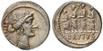 1083145 ROMAN IMPERATORIAL.  M. Junius Brutus. (d. 42 BC). Issued as moneyer, circa 54 BC. AR Denarius. NGC Ch. XF (Choice Extremely Fine) Strike 4/5 Surface 4/5.  Rome. 3.96gm. LIBERTAS. Head of Liberty right / BRVTVS. L. Junius Brutus walking in...