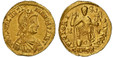 1086305 ROMAN IMPERIAL.  Valentinian III. (Western Roman Emperor, 425-455 AD). Struck circa 426-430 AD. AV Solidus. NGC MS (Mint State) Strike 4/5 Surface 5/5.  Ravenna. 4.40gm. D N P L VALENTI NIANVS P F AVG. Rosette-diademed, draped, and cuirass...