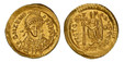 1086755 ROMAN IMPERIAL.  Zeno. (Eastern Roman Emperor, Second Reign 476-491 AD). AV Solidus. NGC MS✭ (Mint State ✭) Strike 5/5 Surface 5/5.  Constantinople. 20mm. 4.45gm. D N ZENO PERP AVC. Helmeted and cuirassed bust facing slightly right, holdin...