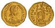1086754 BYZANTINE.  Valentinian III. (Western Roman Emperor, 425-455 AD). Struck 430-445 AD. AV Solidus. NGC Ch. AU✭ (Choice About Uncirculated ✭) Strike 5/5 Surface 5/5.  Ravenna. 20mm. 4.40gm. D N P L VALENTI NIANVS P F AVG. Rosette-diademed, dr...