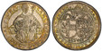 1085320 AUSTRIAN STATES. Salzburg. Johann Jakob Khuen of Belasi. (Archbishop, 1560-1586). 1566 AR Thaler. PCGS MS62.  28.50gm. IOAN. IAC. D.G. ARCHIEPS. SALZ. APO. SE. LEG. Two adjacent shields of arms, Salzburg on left, four-fold arms of Belasi o...