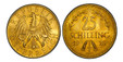 1086668 AUSTRIA. 1926 AV 25 Schilling. PCGS PL64.  By Arnold Hartig. 5.87 gm. Imperial Eagle with Austrian shield on breast, holding hammer and sickle, / Value at top flanked by edelweiss sprays, date divided by sprigs at bottom. KM 2841. Prooflik...