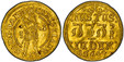 1087075 DENMARK. 1644 Heinrich Köhler (Mintmaster) AV 1/2 Ducat. PCGS MS61.  1.72gm. Christian IV standing right in inner circle / Three-line inscription (1 in Hebrew) above date. KM 138; Fr.-40; Hede 35.

Very rare type in this quality; the L.E. ...