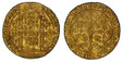 1087315 FRANCE. Charles V. (King, 1364-1380). (1364-80) AV Franc a Pied. PCGS MS64.  3.79gm. KAROLS • DI • GRFRAnCORV • RЄX (saltire stops). Charles standing facing within portico, holding sword and scepter surmounted by Hand of Justice; seven lis...