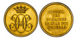1085564 FRANCE. Henri d'Orléans. (President of the General Consul of l'Oise, 1871-1886). (1860-79) AV Jeton of 3 Ducats Weight. PCGS MS63.  By Barre. Paris. Edge: (bee) OR. 25mm. 9.09gm. Crowned monogram; signed below / CONSEIL/ DES/ DOMAINES/ DE ...