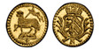 1084229 GERMAN STATES. Nürnberg. (1700-Dated) AV 1/16 Ducat. PCGS MS67.  N. 0.28gm. Crowned arms in branches / Paschal lamb. KM 246; Fr.-1895; Kellner 102.

Please use this link to verify the PCGS certification number <a href="http://www.pcgs.com/...