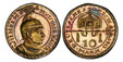 1086686 GERMAN STATES. Prussia. Wilhelm II. (Kaiser, 1888-1918). 1913 Copper Gilt Pattern 10 Mark. PCGS SP66 Cameo.  By Karl Goetz. Karlsruhe mint. 19.9mm. 2.85gm. Bust right in helmet / Crown. KM X-5b. Proof; Jaeger 253; Schaaf 253a G2. Kienast 7...