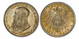 1085182 GERMAN STATES. Saxe-Meiningen. Bernhard III. 1915-(D) AR 3 Mark. PCGS MS66.  Munich. Edge: GOTT MIT UNS. 16.64gm. Head left, long beard / Crowned imperial eagle with shield on breast. KM 207; Jaeger 155.

Death of Georg II.

Please use thi...