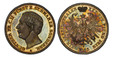 1087138 GERMAN STATES. Schwarzburg-Sondershausen. Günther Friedrich Karl II. 1865-A AR Thaler. PCGS PR65.  Arnstadt. Edge: GOTT MIT UNS. 18.52gm. GUNTHER FR. C. II FRUST Z. SCHWARZB. SONDERSH. Head left / EIN VEREINSTHALER XXX EIN PFUND FEIN. Crow...