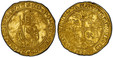 1087080 GREAT BRITAIN. Anglo-Gallic. Edward the Black Prince. (Prince of Aquitaine, 1362-1372). (1362-72) ND AV Hardi d'Or. PCGS MS60.  Limoges. 3.88gm. Duke standing and facing forward holding sword and pointing to right with left hand; legend ar...
