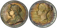1086791 GREAT BRITAIN. Victoria. (Queen, 1837-1901). 1897 AR Medal. PCGS SP64.  By George William de Saulles (1862 – 1903) after T. Brock and W. Wyon. Edge: Plain. 56mm. VICTORIA ANNVM REGNI SEXAGESIMVM FELICITER CLAVDIT XX IVN · MDCCCXCVII ·. Cro...