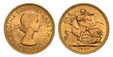 1085582 GREAT BRITAIN. Elizabeth II. (Queen, 1952-2022). 1957 AV Sovereign. NGC MS65.  Laureate bust right / St. George slaying the dragon. KM 908; SCBC-4124; Marsh 297.

Please use this link to verify the NGC certification number <a href="https:/...