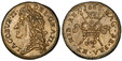 1086134 IRELAND. James II. (King, 1685-1688). 1689 Sep Brass Shilling. PCGS MS62.  Dublin or Limerick. 26.5mm. 6.44gm. Head of James II, left / Crown over crossed scepters; date in legend above denominatino XII; J - R monogram divides to either si...