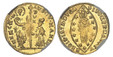 1087538 ITALIAN STATES. Venice. Lodovico Manin. (Doge, 1789-1797). (1789-97) AV Zecchino. NGC MS65.  3.50gm. LVDO(V)(I). MANIN. - S. M. VENET. St. Mark standing at left presenting staff with cross and DVX vertically at top to doge kneeling at righ...