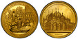 1085697 ITALY. Umberto I. 1897 Gilt AE Medal. PCGS SP63.  By G. Del Soldato (Obv.) & Johnson, Milan (Rev.). 82.7mm. 248.64gm. BASILICA METROPOLITANA DI S MARCO// VENEZIA. Facade of the basilica / CONVENTVS EVCHARISTICVS XIX IN ITALIA V HABITVS VEN...