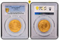 1086691 JAPAN. Yoshihito. (Emperor Taisho, 1912-1926. 1917 (Taisho 6) AV 20 Yen. PCGS MS65.  Osaka. Sunburst within mirror, 3 legends separated by cherry blossoms, date on bottom / Value and denomination within wreath, chrysanthemum on top. KM Y-4...