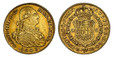 1086886 SPAIN. Charles IV. (King, 1788 - 1808). 1803-(Crowned M) FA AV 4 Escudos. NGC AU53.  Madrid. 29mm. CAROL · IIII · D · G · HISP · ET IND · R ·. Bust right / IN · UTROQ · FELIX · AUSPICE · DEO ·. Crowned arms in order chain. KM 436.1; Calico...