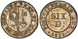 1085439 SWISS CANTONS. Geneva. 1833 AR 6 Deniers. PCGS SP64.  0.93gm. Arms within beaded circle / Value within beaded circle. KM 118a; Demole 657; D.T. 276c variant; Richter (Proben) 1-451; HMZ 2-360d.

Presentation strike in fine silver (listed a...