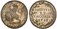 1085441 SWISS CANTONS. Zurich. 1716 AR Thaler. PCGS AU58.  27.94gm. MONETA REIPUBLICÆ TIGURINÆ. Oval arms of Zurich supported by rampant lion at right / IUSTITIA/ET/CONCORDIA, date within palm and laurel branch. KM 135; D.T. 419d; HMZ 2-1164i; cr....