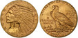 1083419 UNITED STATES OF AMERICA. 1910 AV $5, Half Eagle. PCGS MS65+.  By Bela Lyon Pratt. U.S. Mint, Philadelphia. 8.36gm. LIBERTY. Stylized Native American portrait wearing a full headdress encircled by 13 stars, date below / UNITED STATES OF AM...