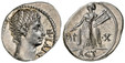 1087058 ROMAN IMPERIAL.  Augustus. (Emperor, 27 BC-14 AD). Struck 27 BC - 14 AD. AR Denarius. NGC Ch. AU (Choice About Uncirculated) Strike 4/5 Surface 4/5.  Lugdunum. 3.76gm. AVGVSTVS DIVI F. Head of Augustus, bare, right / IMP X ACT. Apollo stan...