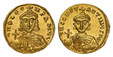 1087074 BYZANTINE.  Leo III. (Emperor, 717-741). Struck 720-740/1 AD. AV Solidus. NGC MS (Mint State) Strike 5/5 Surface 4/5 Brushed.  Constantinople, 9th officina. 4.41gm. d NO LEON PA MUL. Crowned facing bust of Leo, holding cross on globe and a...