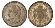 1087459 FRANCE. Napoleon III. (Emperor, 1842-1870). 1869-A AR 5 Francs. PCGS MS64.  By Désiré-Albert Barre. Paris. Edge: DIEU ★ PROTEGE ★ LA★ FRANCE ★★★★★. NAPOLEON III EMPEREUR. Laureate head left / EMPIRE FRANCAIS. Crowned and mantled arms divid...