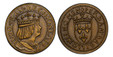 1087517 FRANCE. Louis XII. (King, 1498-1515). (c.1880) ND AE Fantasy Ducat. PCGS SP65.  25mm. 7.00gm. LVDO FR AN REGNI Q NEAPR. Crowned bust, right / PERDAM BABILLONIS NOMEN. Crowned shield. Mazard 2226; MdP-A5; cf. Fr.826 (Naples ducat in gold).
...
