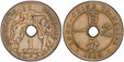 1087531 FRENCH INDO-CHINA. 1908-A AE Piefort Essai Cent. PCGS SP64BN (Brown) Matte.  Paris. 26mm. 9.29gm. Center hole within statue, denomination below, mint mark "A" for Paris mint / Symbols at four sides of center hole within circle, date below....