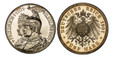 1086781 GERMAN STATES. Prussia. Wilhelm II. (Kaiser, 1888-1918). 1901-A AR 5 Mark. PCGS PR64 Cameo.  Berlin. Edge: GOTT MIT UNS. Friedrich I, Wilhelm II left / Crowned imperial eagle with shield on breast. KM 526. Proof; Jaeger 106.

Commemorating...
