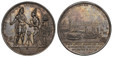 1087934 GREAT BRITAIN. England. James II. (King, 1685-1688). 1688 AR Medal. NGC MS62.  By R. Arondeaux. Edge: Plain. 49mm. DEO VIN DICE IUSTITIA COMITE•. William as a Roman emperor standing right with raised sword, trampling down the Serpent of Di...