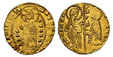 1084171 GREECE. Chios. Andrea Dandolo. (Doge, 1343-1354). (1343-54) AV Imitation Venetian Ducat. NGC MS65.  St. Mark standing at left presenting a banner and DVX vertically at top to doge kneeling at right / Full-length facing figure of Christ in ...