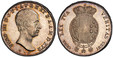 1084177 ITALIAN STATES. Tuscany. Ferdinando III, restored. 1823 AR 5 Paoli, 1/2 Francescone. PCGS MS62.  Head right / Crowned round arms. KM C-58a.

Please use this link to verify the PCGS certification number <a href="http://www.pcgs.com/cert/590...