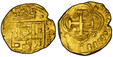 1086890 SPAIN. Charles II. 1670-S M AV 8 Escudos. PCGS MS62.  Seville. 26.70gm. Crowned shield of royal arms between mint mark with assayer mark below and value / Cross in quatrefoil, date above in legend. KM 61.2; Calico 1009; Cal. Onza 153 (plat...