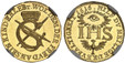 1088029 | GERMAN STATES. Saxony-Albertine. Johann Georg I. 1616 AV Restrike Ducat. NGC MS64. WOL DEM DER FREUD AN SEIN KIND: ERLEPT. Large SC monogram superimposed on 2 crossed swords (electoral Saxony), electoral hat above ...