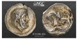 1087901 GREEK. PAEONIAN KINGDOM. Lycceius. Struck circa 359/6-335 BC. AR Tetradrachm. NGC Ch. AU (Choice About Uncirculated) Strike 4/5 Surface 5/5.  23mm. 12.69gm. Laureate head of Zeus, right / ΛΥΚΚ - [ΕΙΟΥ]. Heracles crouching to left fighting ...