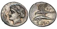 1087902 GREEK. PAPHLAGONIA. Sinope. Struck circa 330-300 BC. AR Drachm. NGC MS✭ (Mint State ✭) Strike 5/5 Surface 5/5.  Phorado(ros?), magistrate. 5.95gm. Head of nymph Sinope left, back of hair in sakkos, wearing triple-pendant earring and neckla...